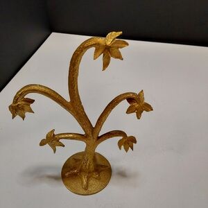 Vintage Mirella Gold Plated Jewelry Tree 5 Branches